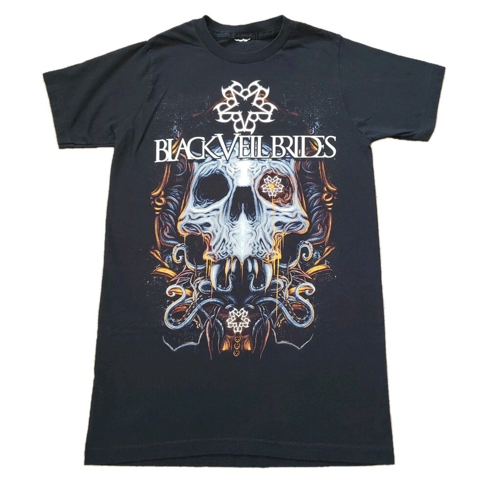 2010 Black Veil Brides Sz XS Unisex Skull Pentagram Black Hot Topic T-Shirt